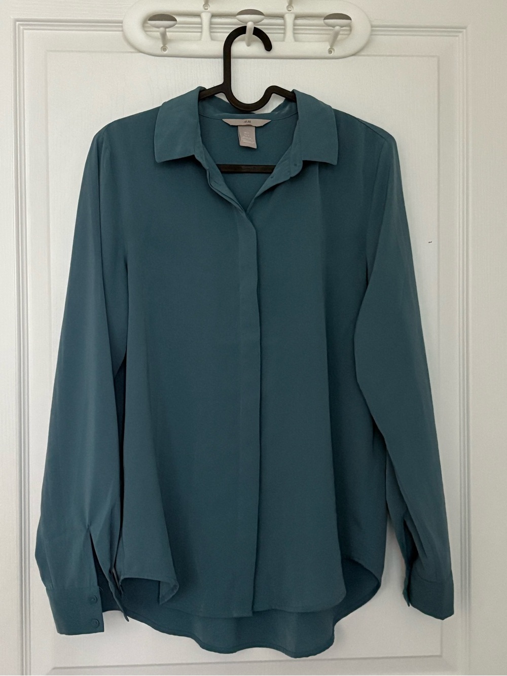 H&M Teal-Blue Button Down Long Sleeve Blouse